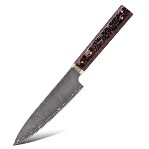 GoldCut Utility 13cm 3 layer cladding steel, 10Cr15CoMoV core, Handle brass & carbon fibre [DMS-582F]