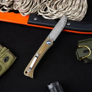 Foldekniv 8cm Damaskus G10 Colourful [GT-DM035-1]